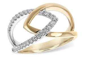 14 Karat White and Yellow Diamond Fashion Ring