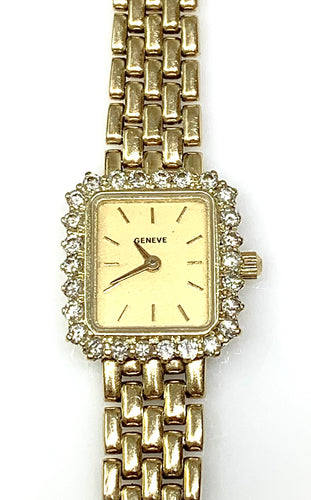 Estate 14 Karat Yellow Gold Diamond Bezel Watch