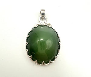 Sterling Silver Cats Eye Jade Pendant