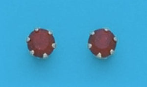 A Pair of Yellow Tone 4 mm Round Simulated Swarovski Crystal January (Garnet) Birthstone Earrings