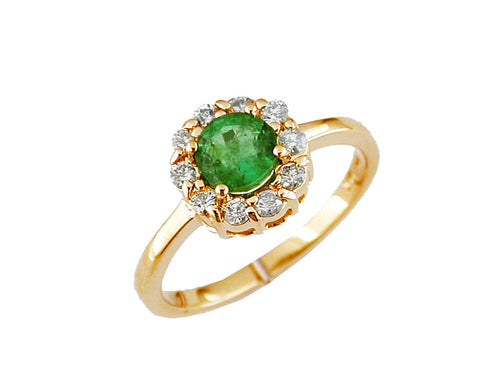 Round Emerald with Diamond Halo
