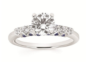 14 Karat White Gold Contemporary Design Diamond and Sapphire Engagement Ring Semi Mounting