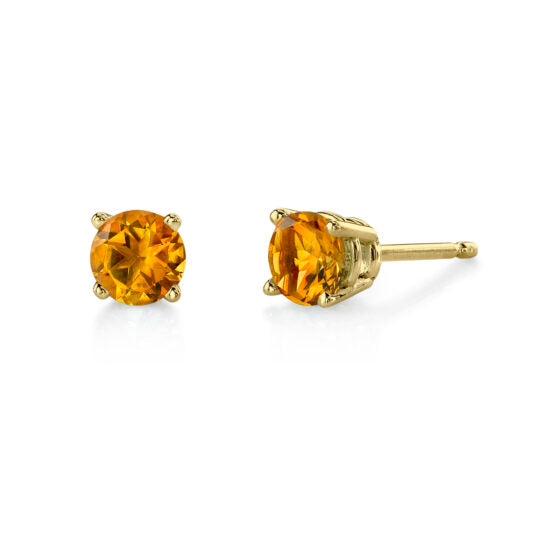 Citrine and Yellow Gold Stud Earrings