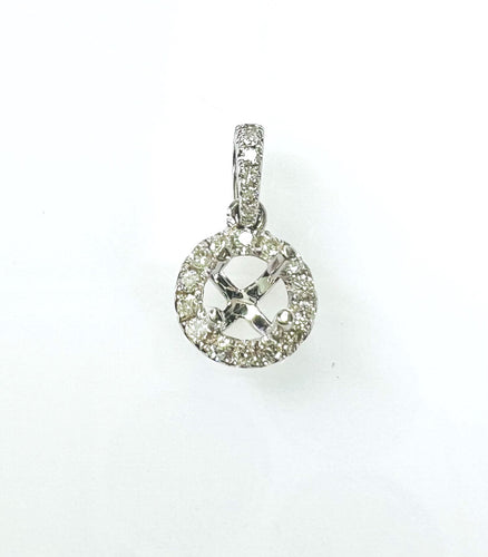 14 Karat White Gold Semi Mount Diamond Pendant