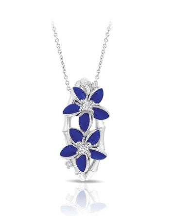 Sterling Silver  'Leilani' (Heavenly Flowers) Hand Painted Enameled Pendant by Belle Etoile.