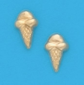 A Pair of Yellow Tone Ice Cream Cone Earrings