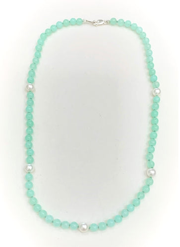 Handmade Chrysoprase and Pearl Bead Necklace