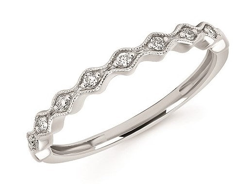 14 Karat White Gold Scalloped Design Diamond Fashion Ring