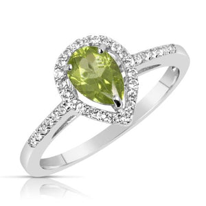 Sterling Silver Peridot and White Topaz Gemstone Ring