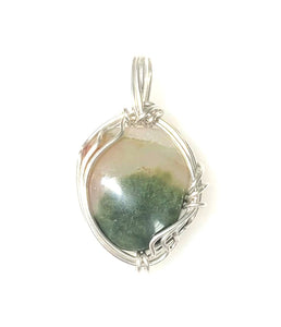 Sterling Silver Hand Wire Wrapped Jasper Gemstone Pendant