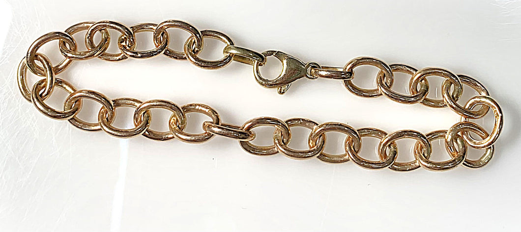 14 Karat Rose Gold Oval Cable Link Fashion Bracelet