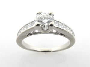 14 Karat White Gold Modern Estate Diamond Engagement Ring