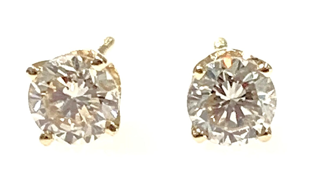 Estate 14 Karat Yellow Gold Diamond Stud Earrings
