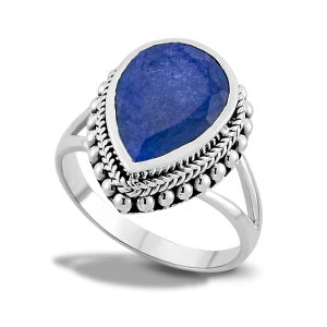 Sterling Silver "Sempu" Blue Sapphire Gemstone Ring