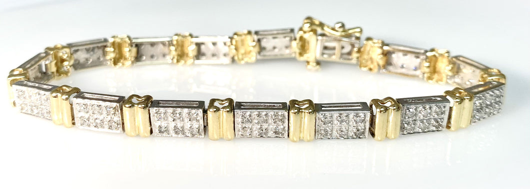 14 Karat White and Yellow Gold Diamond Fashion Bracelet