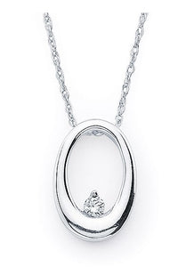 14 Karat White Gold Open Oval Fashion Diamond Pendant