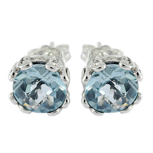 Sterling Silver Blue Topaz Gemstoone Stud Earrings