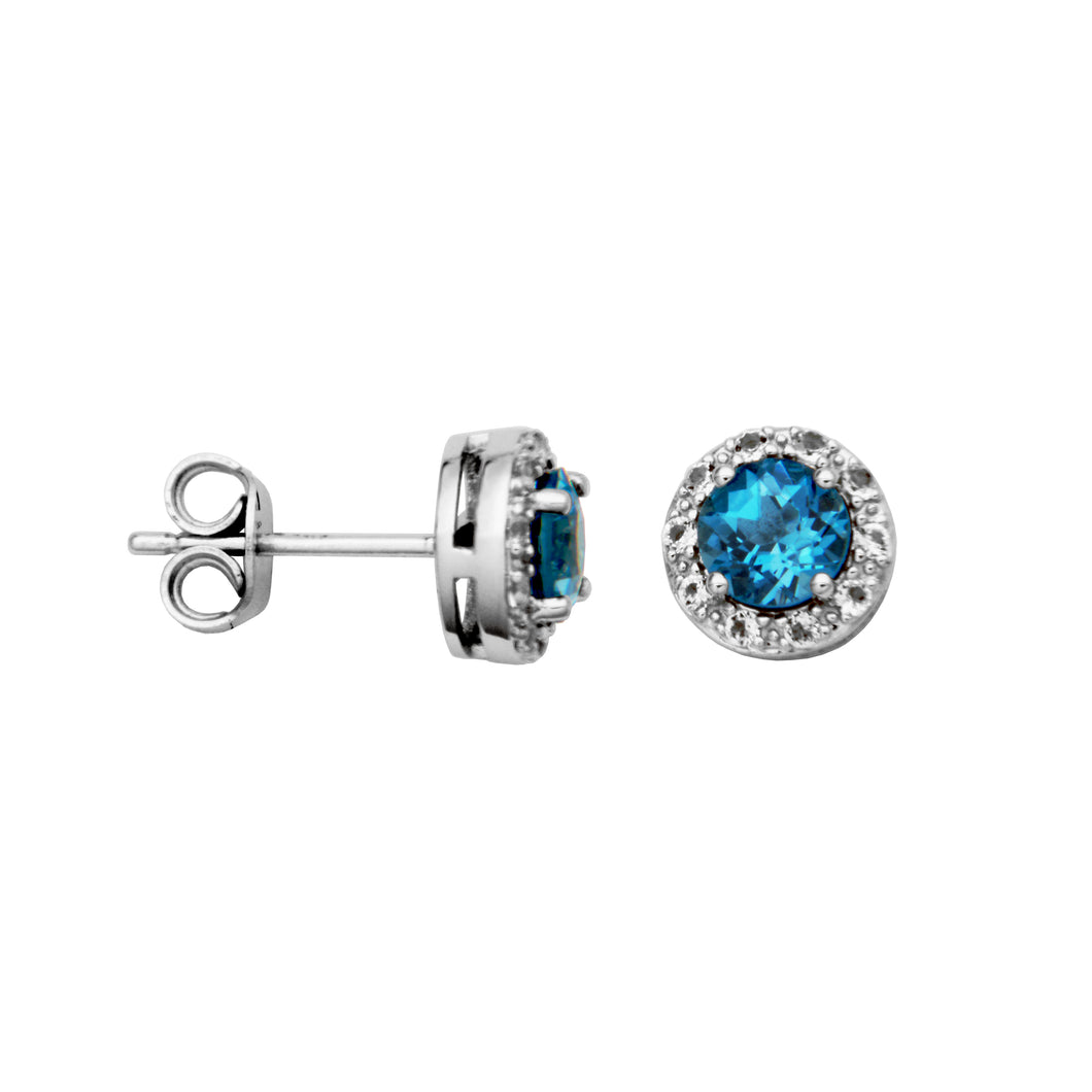 Sterling Silver London Blue Topaz Gemstone Fashion Earrings