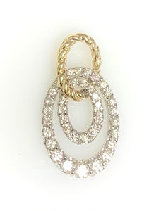 14 Karat White and Yellow Gold Diamond Fashion Pendant