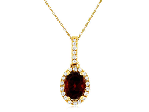 14 Karat Yellow Gold Garnet and Diamond Fashion Pendant