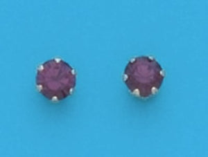 A Pair of Simulated Swarovski Crystal February (Amethyst) Birthstone Earrings