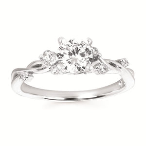 14 Karat White Gold Crossover Design Diamond Engagement Ring Semi Mounting