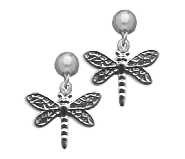 A Pair of White Tone Dangle Dragonfly Earrings