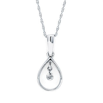 14 Karat White Gold Diamond Teardrop Pendant