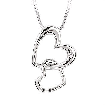 Sterling Silver Diva Diamonds® Double Hearts Fashion Pendant