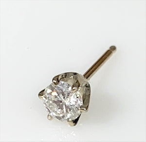 14 Karat White gold Estate Single Diamond Stud Earring