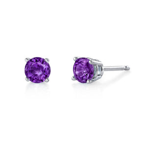 14 Karat White Gold Amethyst Gemstone Stud Earrings