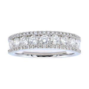 18 Karat White Gold Triple Row Diamond Anniversary Ring