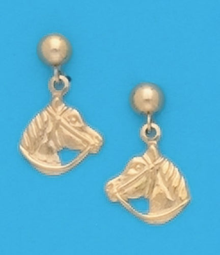 A Pair of Yellow Tone Dangle Horse Head Earrings