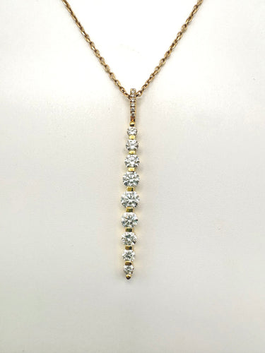 18 Karat Yellow Gold Diamond Bar Necklace