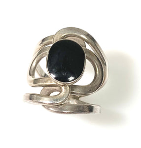 Sterling Silver Estate Black Onyx FAshion Ring