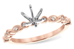 14 Karat Rose Gold Diamond Engagemnt ring Semi Mounting