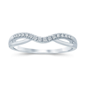 14 Karat White Gold Curved Chevron diamond Wedding Ring