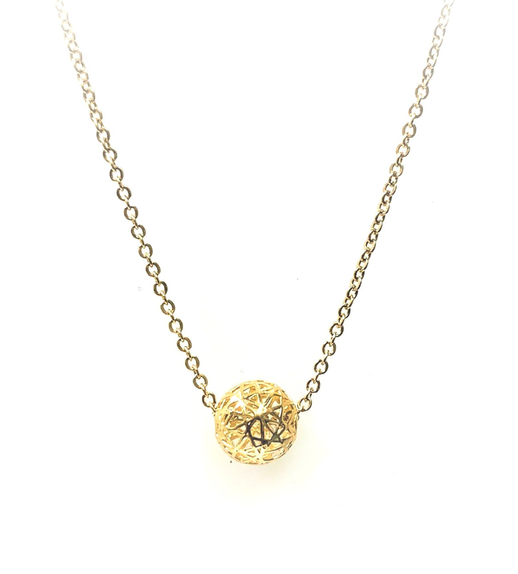 10 Karat Yellow Gold Filigree Ball Pendant