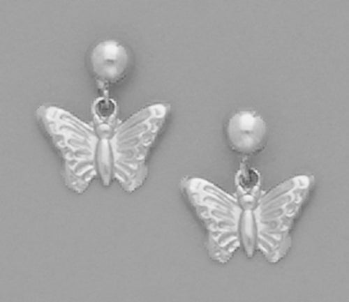 A Pair of White Tone Butterfly Dangle Earrings