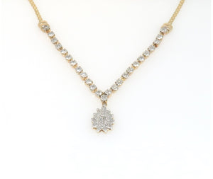 10 Karat Yellow Gold Diamond Cluster 'Y' Necklace