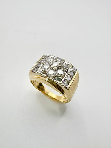 Estate 14 Karat Yellow Gold Gent's Diamond Cluster Ring