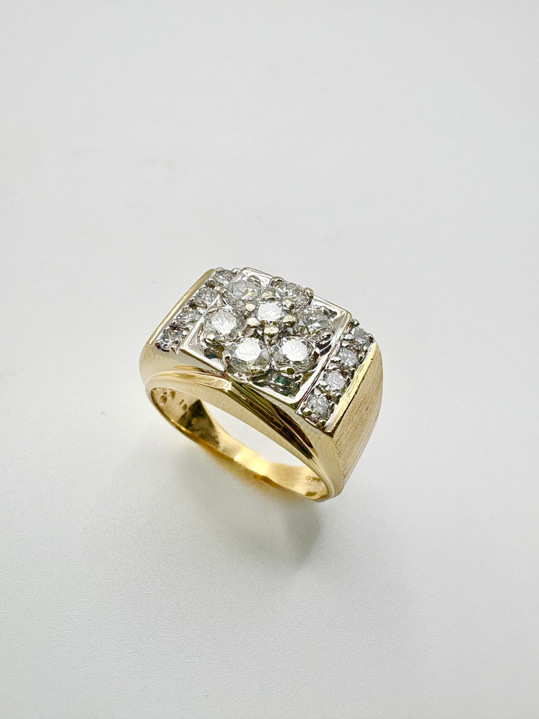 Estate 14 Karat Yellow Gold Gent's Diamond Cluster Ring