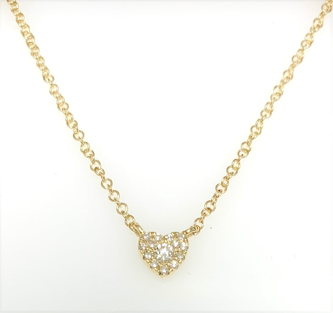 14 Karat Yellow Gold Diamond Pave Heart Fashion Pendant