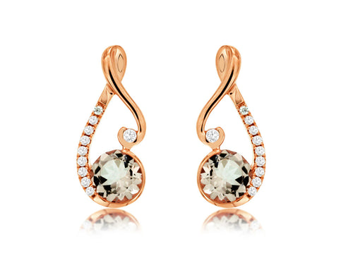 Morganite and Diamond Rose Gold Earrings