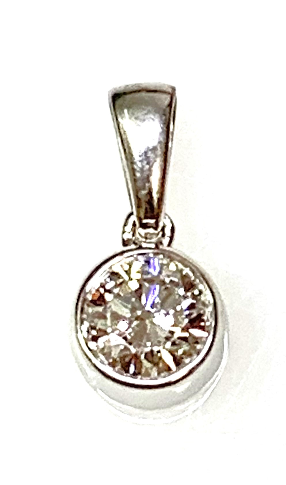 Estate 14 Karat White Gold Solitaire Diamond Pendant