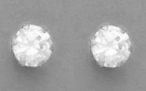 A Pair of White Tone 5 mm Round Cubic Zirconium Stud Earrings