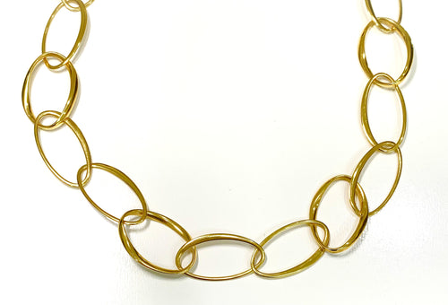 Estate 18 Karat Yellow Gold Fancy Oval Link Chain