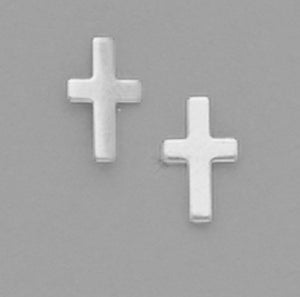 A Pair of White Tone Cross Earrings