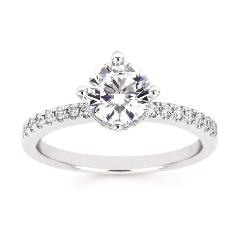 14 Karat White gold Hidden Double Haldo Design Engagement Ring Semi Mounting
