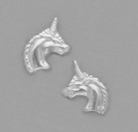 A Pair of White Tone Unicorn Stud Earrings
